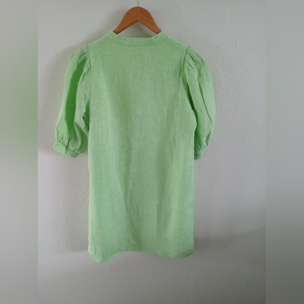 LILLY PULITZER "Mialeigh" 100% Linen Lime Green Dress | 00 - Picture 8 of 10